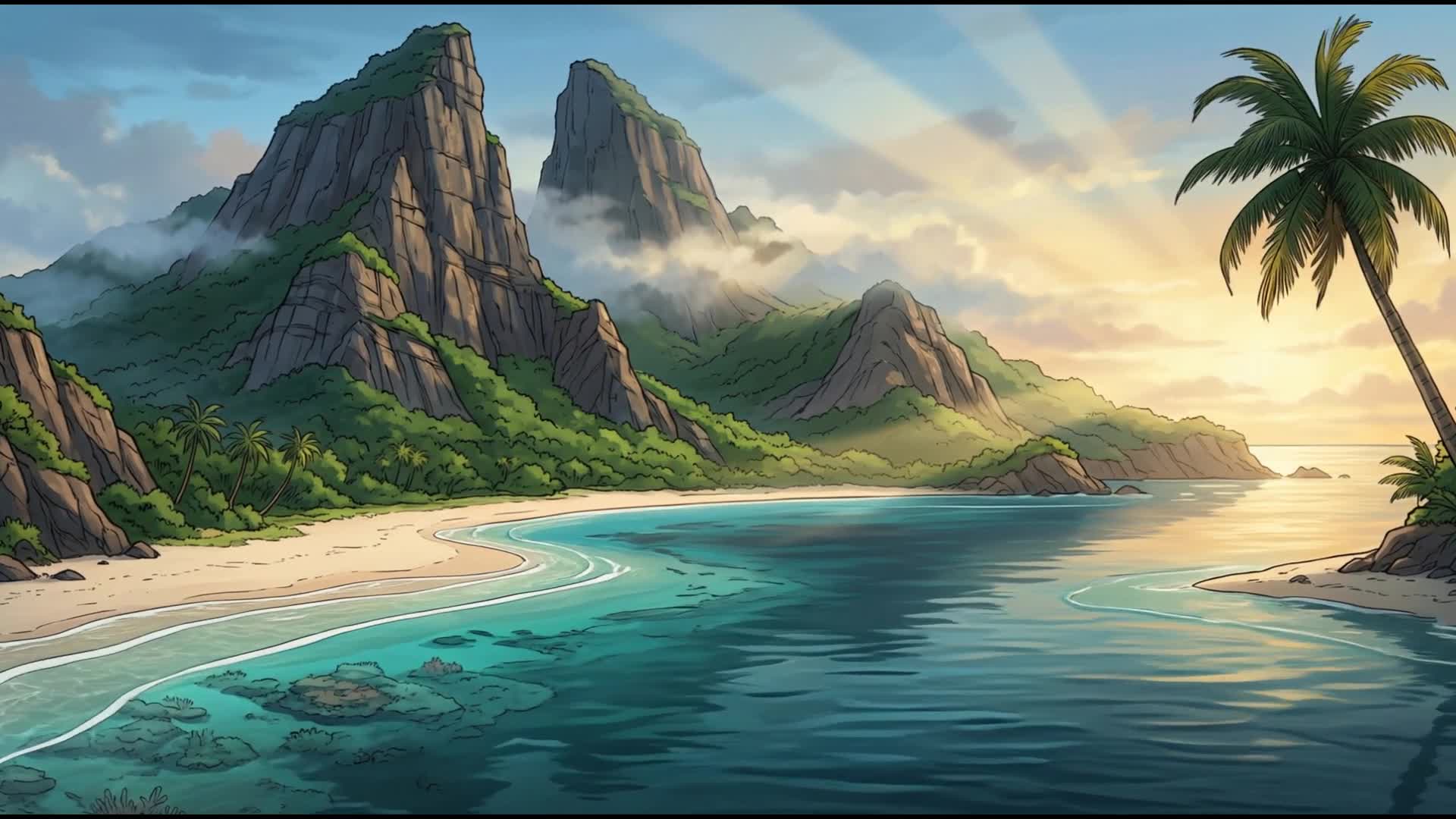 The island, quiet after the journey.